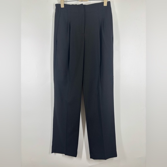 NWT Massimo Dutti Women’s Pleated Black Dart Trousers Straight Leg 2 - Picture 3 of 5